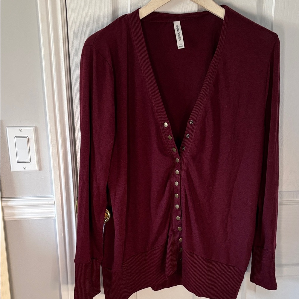 Zenana Outfitters Deep Red Cardigan Sweater